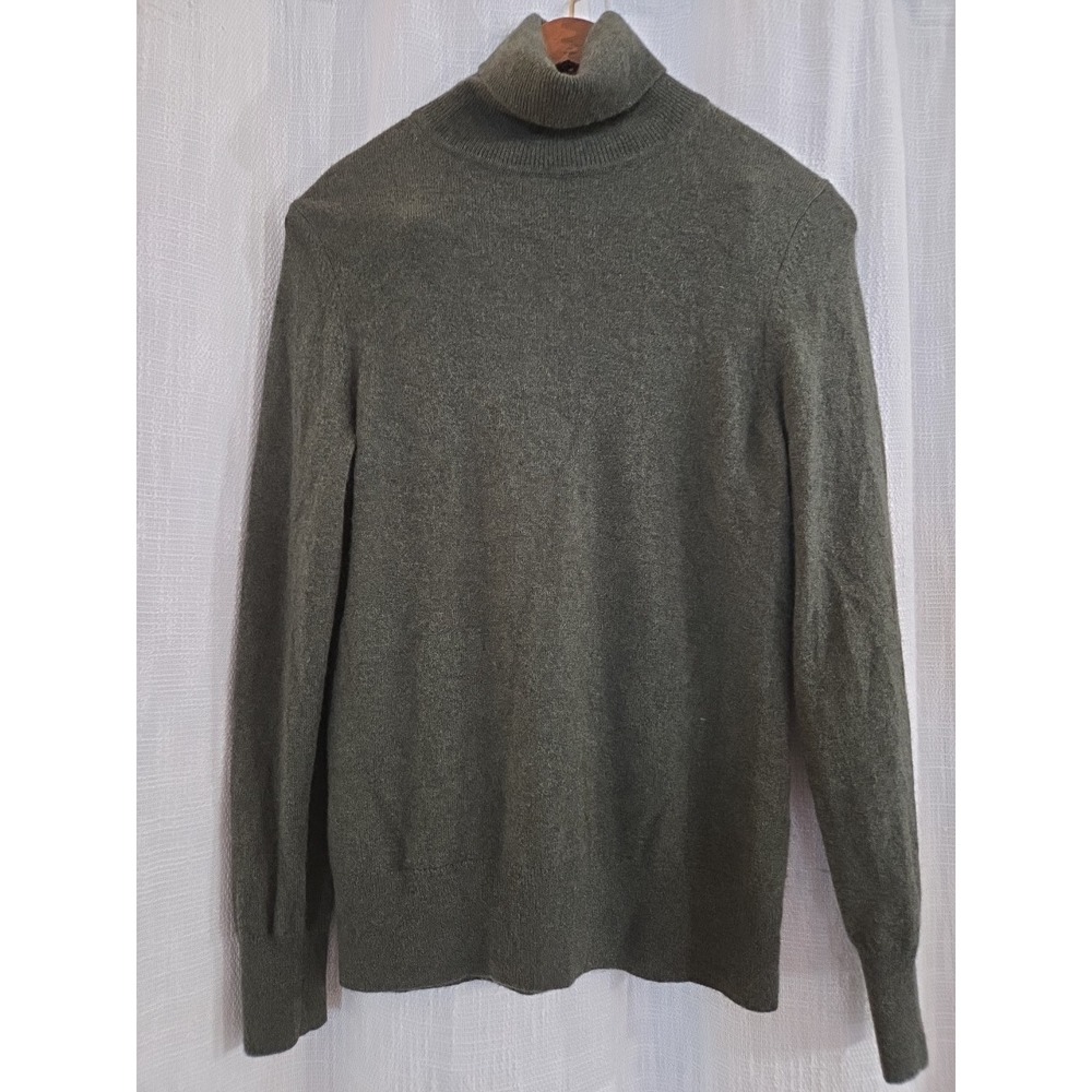 John Lewis 100% Cashmere Turtle Neck Womens Pullover Sweater Size 10 Green